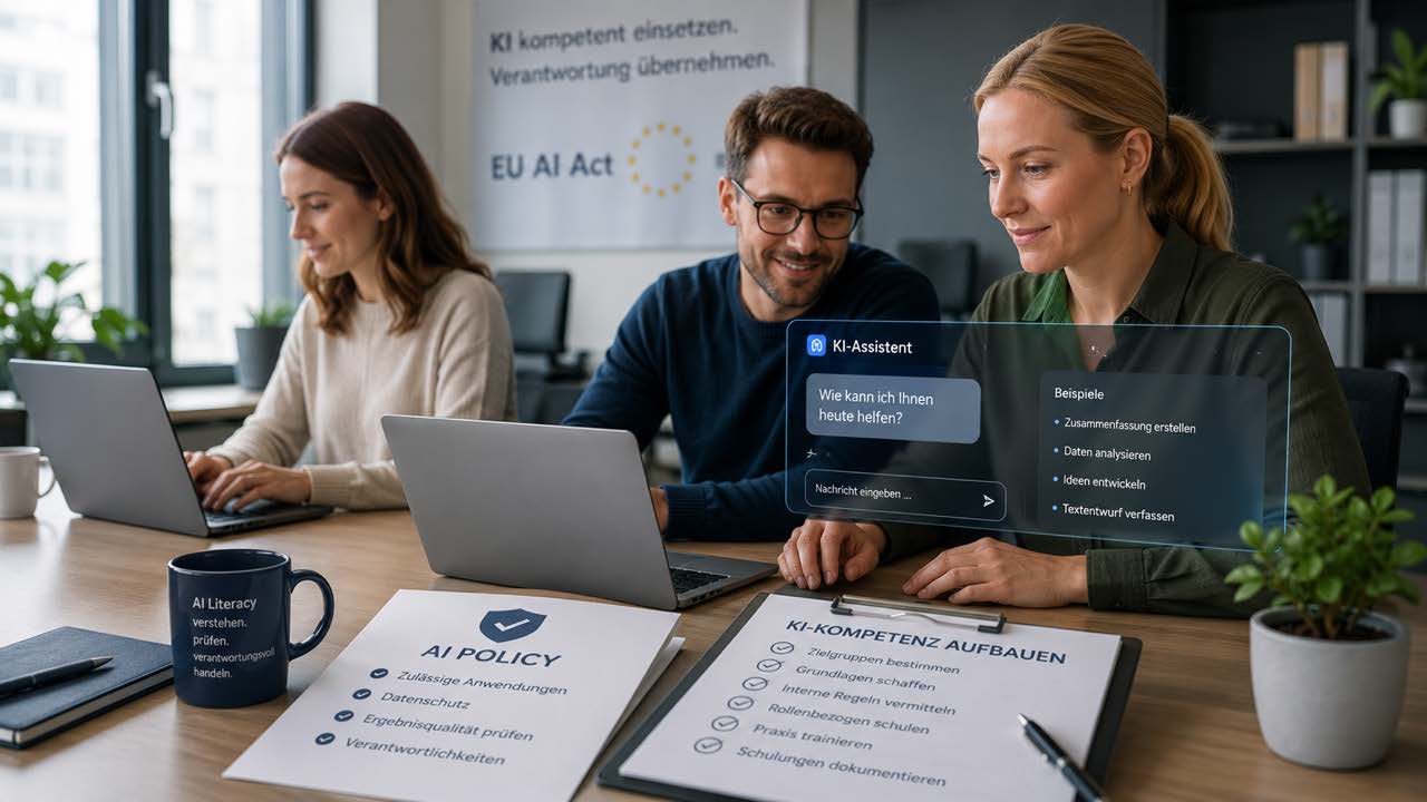 Ab 2. August 2026 müssen Unternehmen die Kompetenz ihrer Mitarbeitenden im Umgang mit KI nachweisen können. (Symbolbild, KI-generiert)